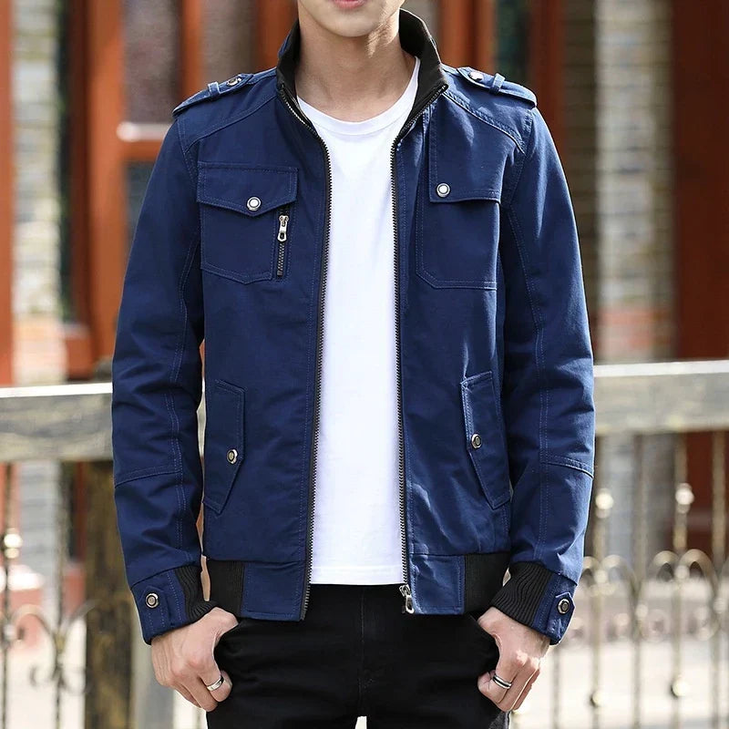 Men's Casual Bomber Jacket – Blue