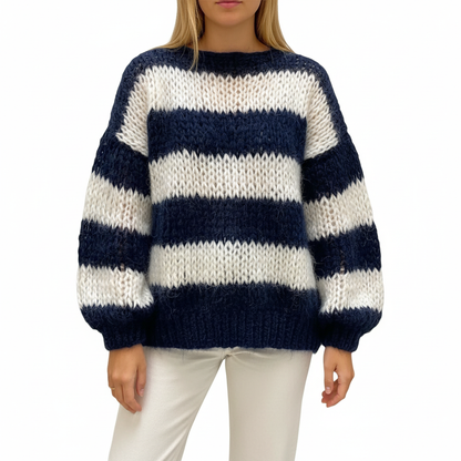 Women's Oversized Striped Sweater – Black And White