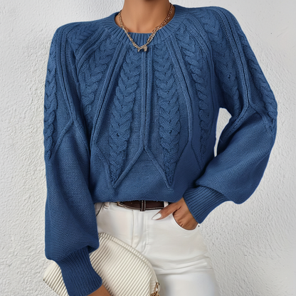 Women's Cable Knit Sweater – Dark Blue