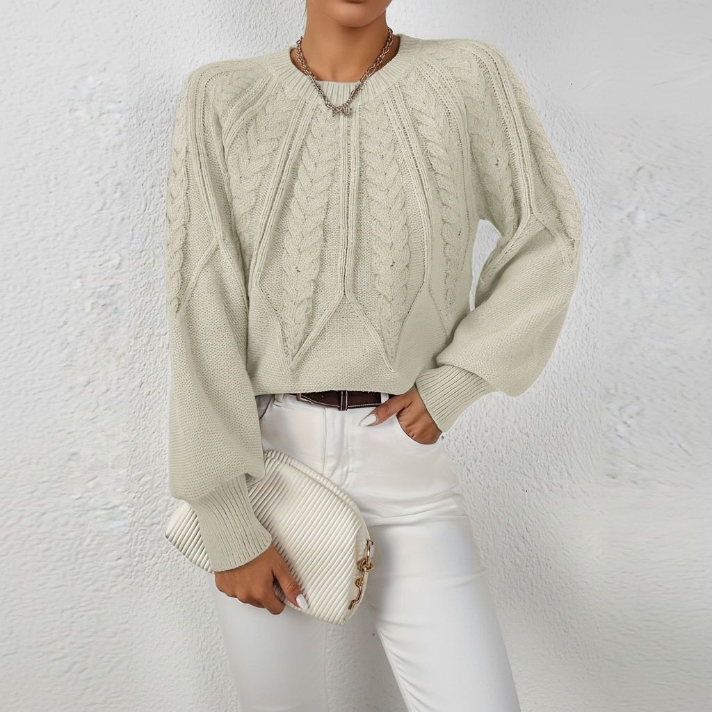 Women's Cable Knit Sweater – Beige