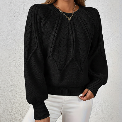 Women's Cable Knit Sweater – Black