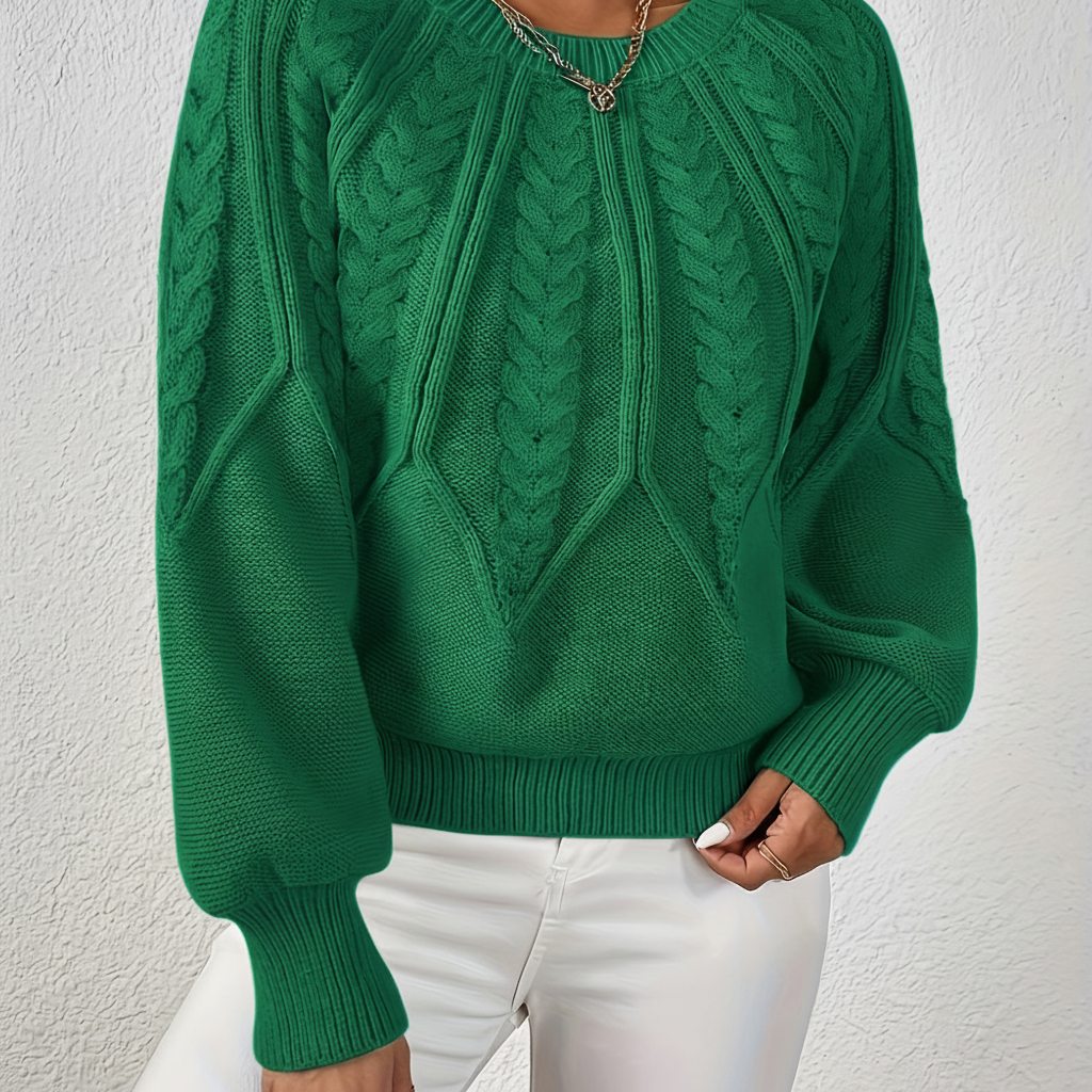 Women's Cable Knit Sweater – Green
