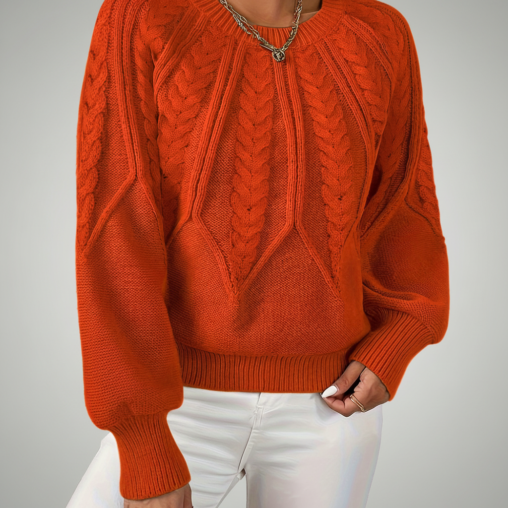 Women's Cable Knit Sweater – Orange