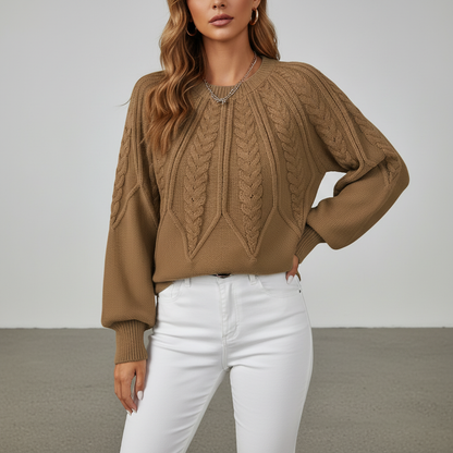 Women's Cable Knit Sweater – Khaki