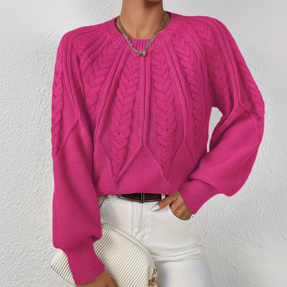 Women's Cable Knit Sweater – Pink