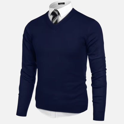 Men's V-Neck Longline Cardigan – Dark Blue