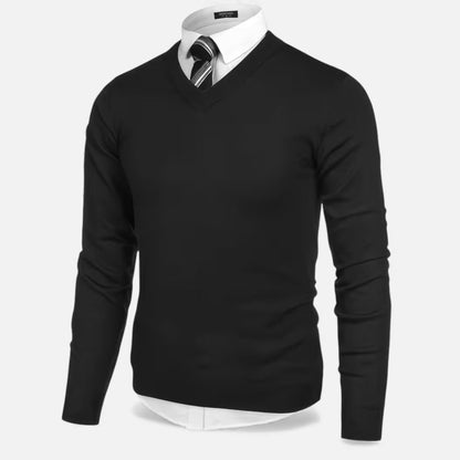 Men's V-Neck Longline Cardigan – Black