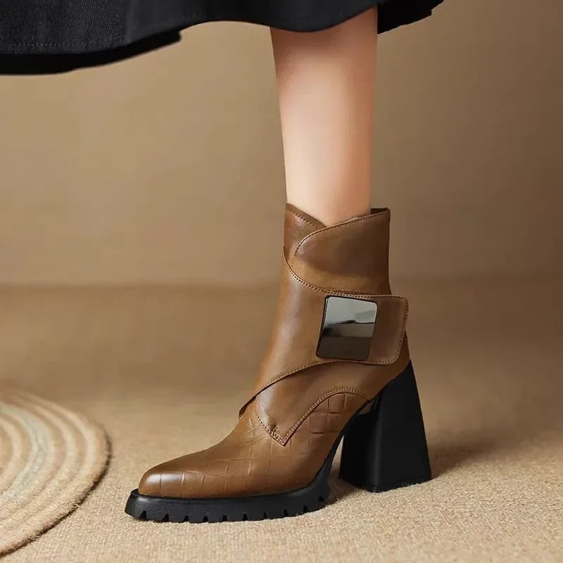 Women's contemporary ankle boots - Khaki