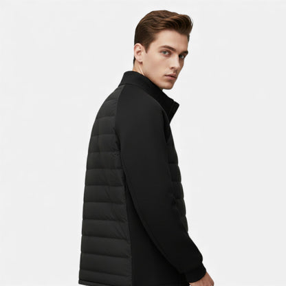 Men's High-Neck Puffer Jacket with Quilted Body and Zip Front