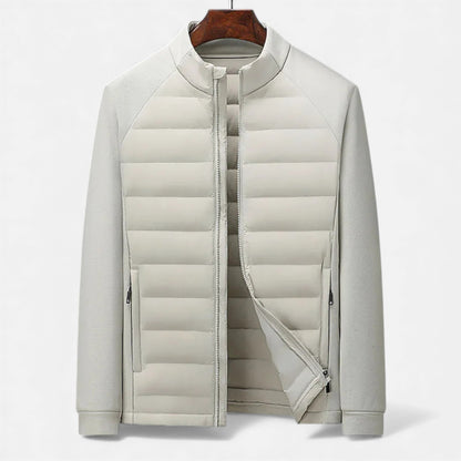 Men's High-Neck Puffer Jacket with Quilted Body and Zip Front