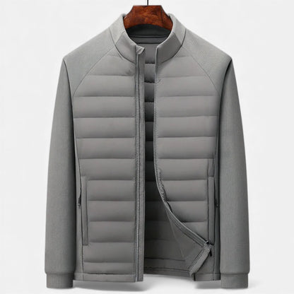 Men's High-Neck Puffer Jacket with Quilted Body and Zip Front
