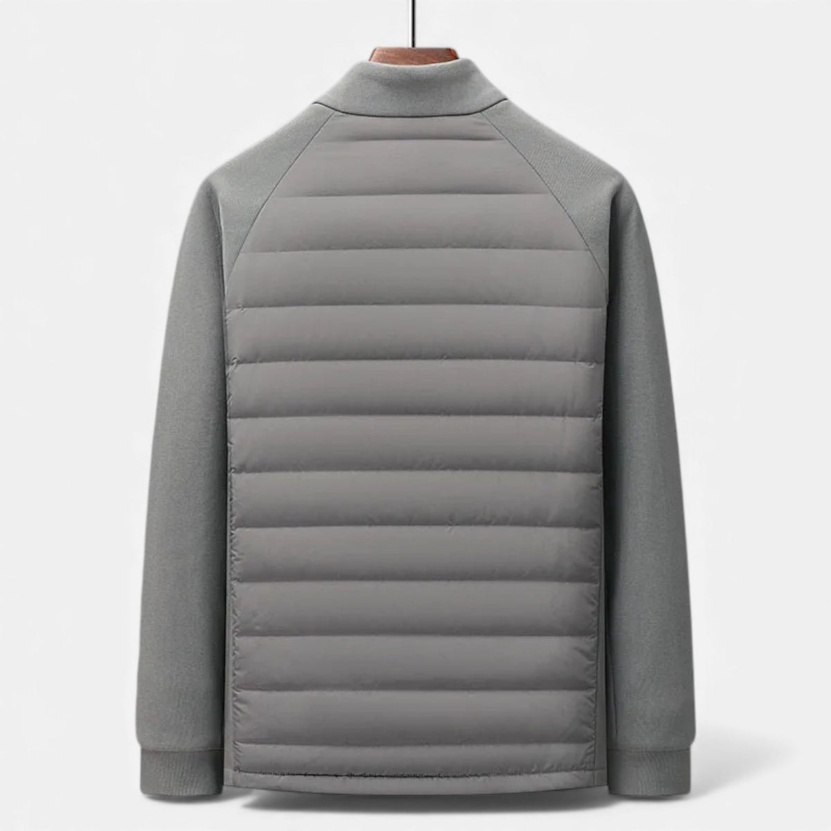 Men's High-Neck Puffer Jacket with Quilted Body and Zip Front