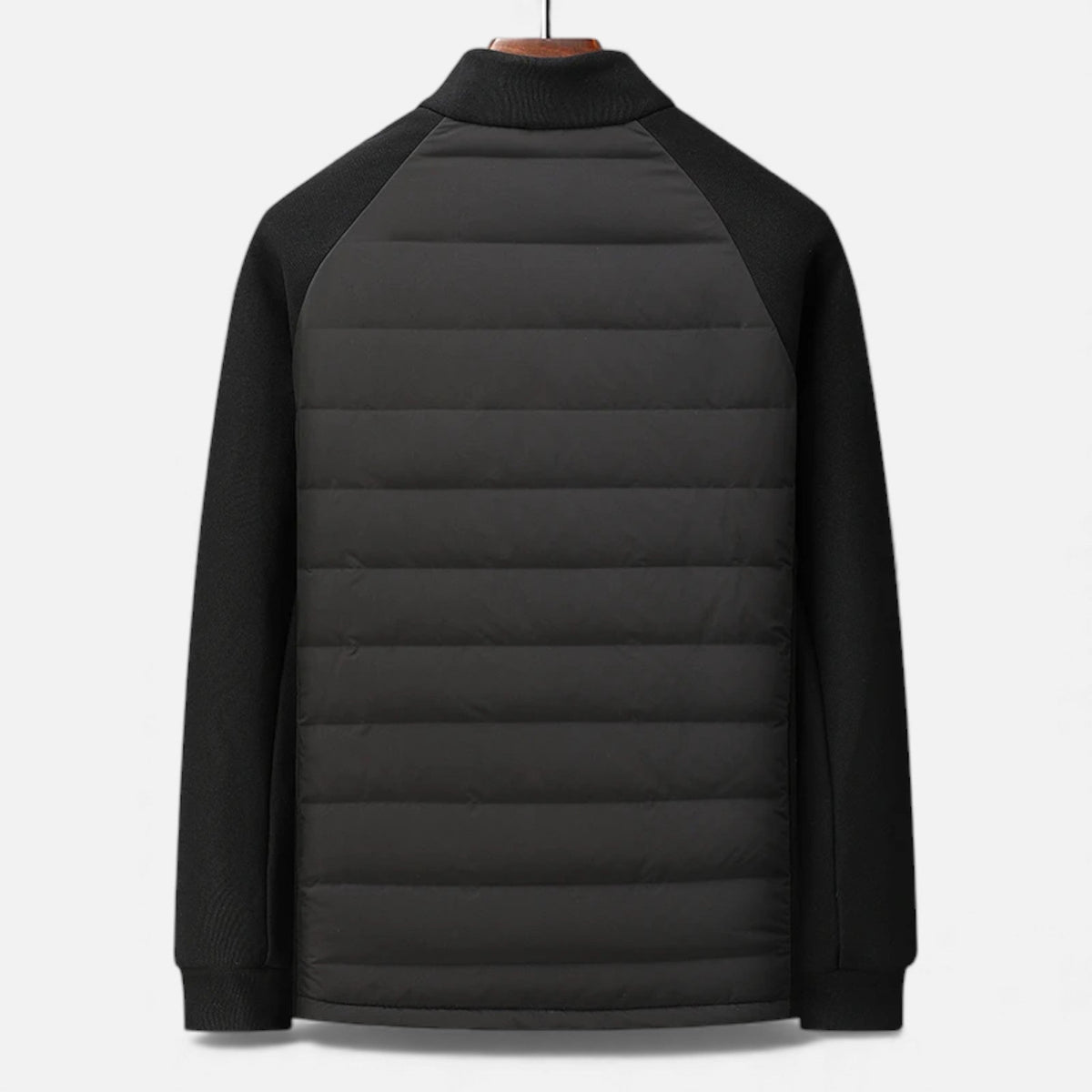 Men's High-Neck Puffer Jacket with Quilted Body and Zip Front