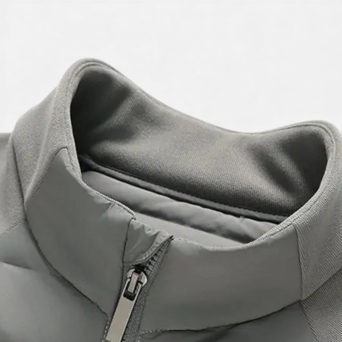 Men's High-Neck Puffer Jacket with Quilted Body and Zip Front
