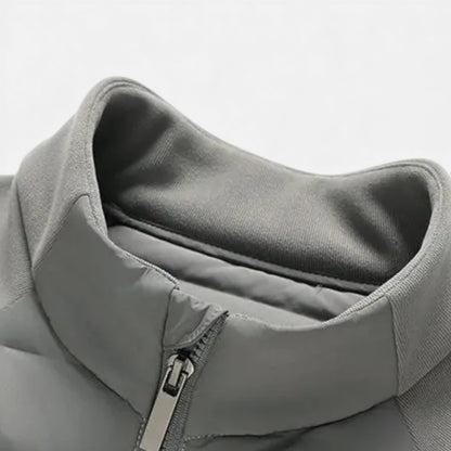 Men's High-Neck Puffer Jacket with Quilted Body and Zip Front