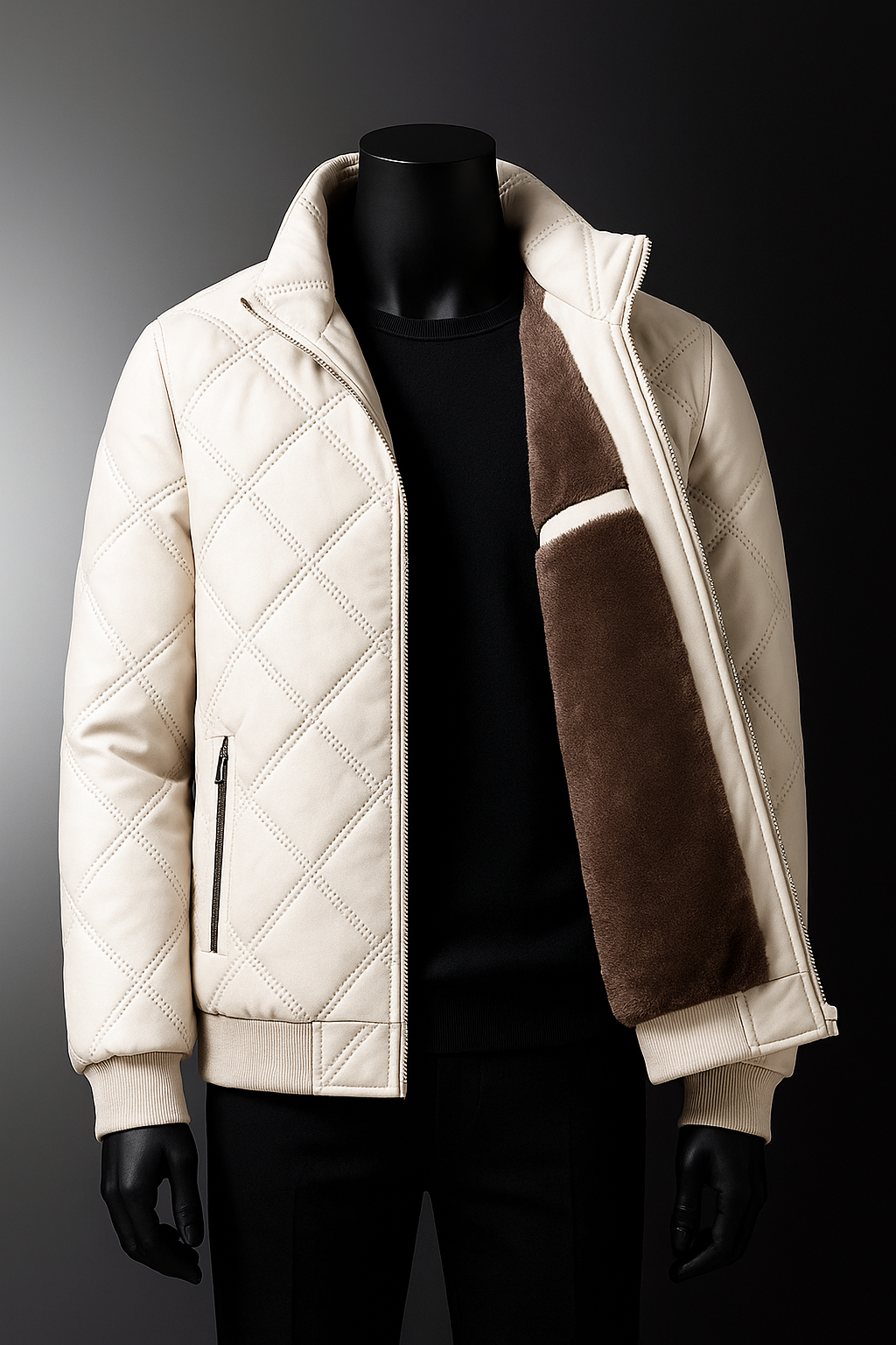 Quilted padded coat - White