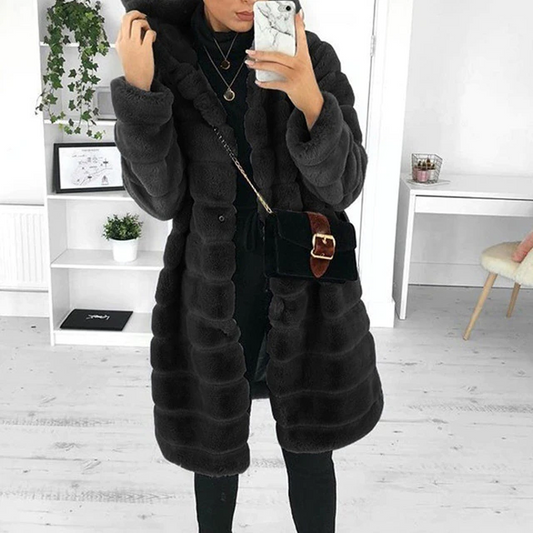 Hooded Quilted Winter Coat – Black