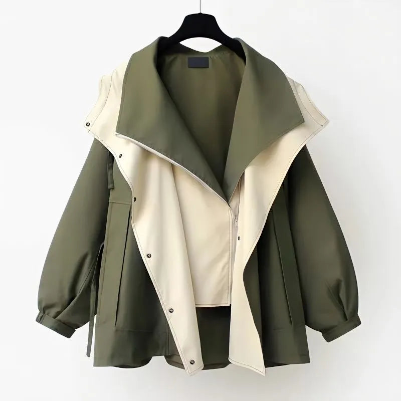 Hooded oversized trench coat - White