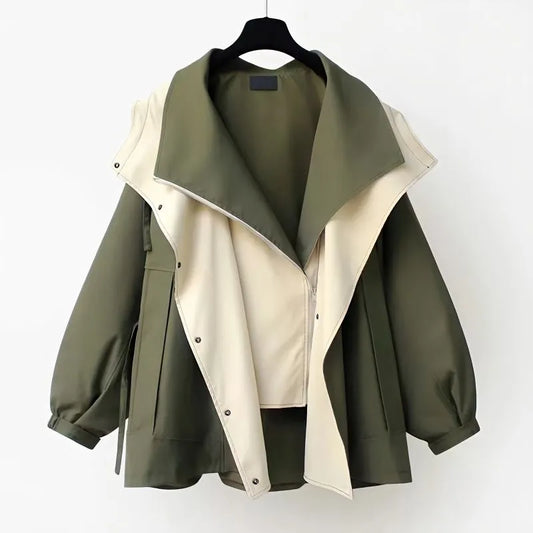 Hooded oversized trench coat - White