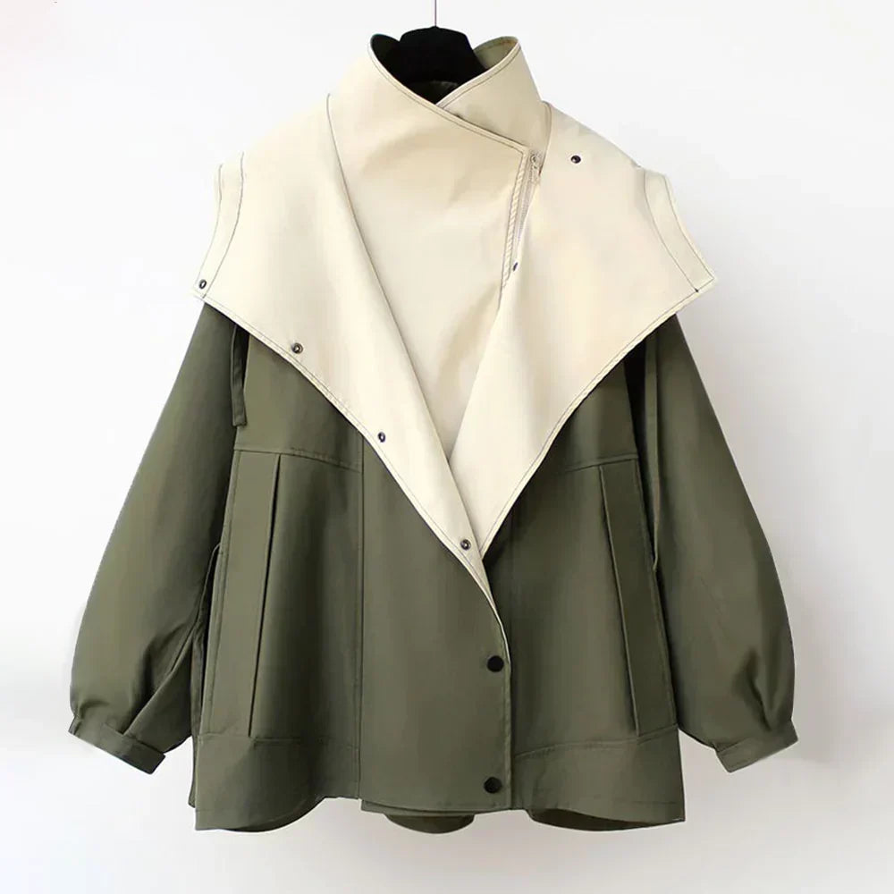 Hooded oversized trench coat - Black