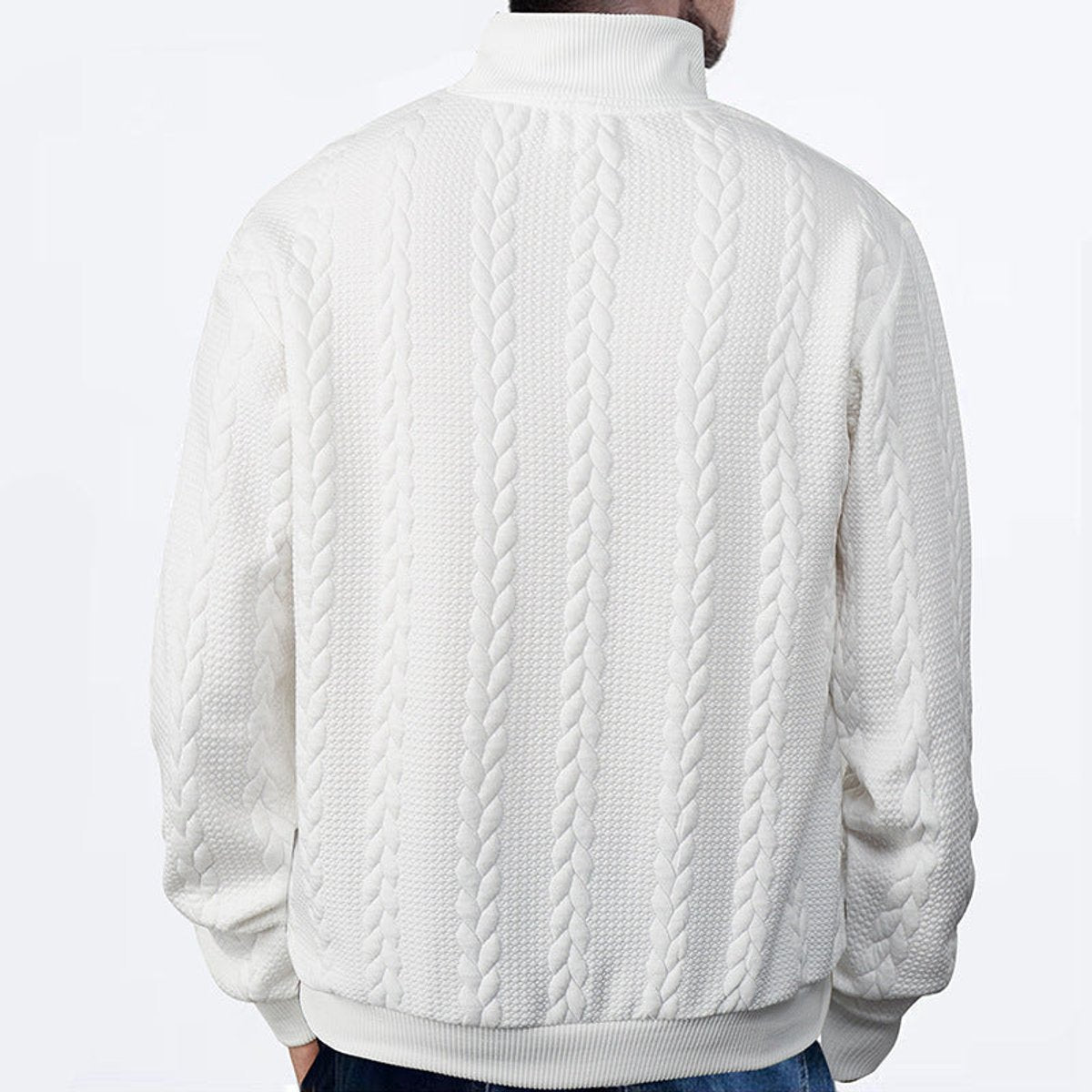 Men's Cable Knit Quarter-Zip Sweater