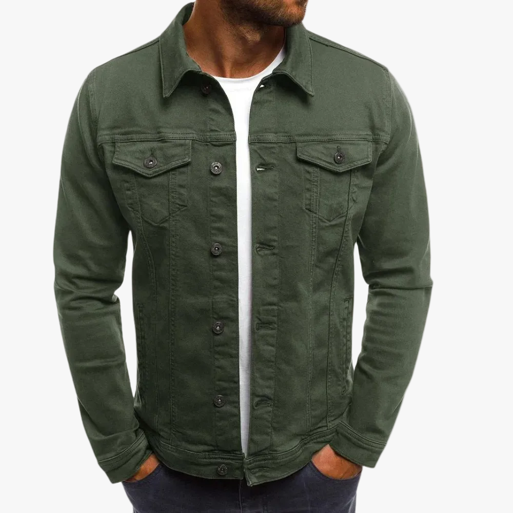 Men's Denim Trucker Jacket – Olive Green