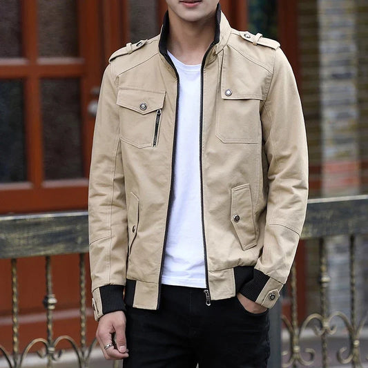 Men's Casual Bomber Jacket – Khaki
