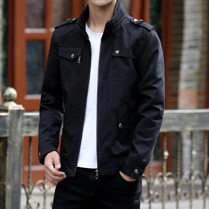 Men's Casual Bomber Jacket – Black