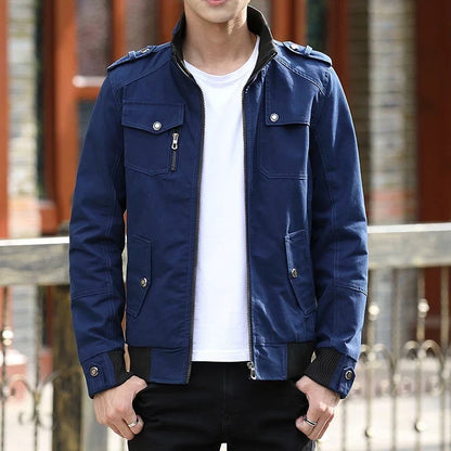 Men's Casual Bomber Jacket – Blue