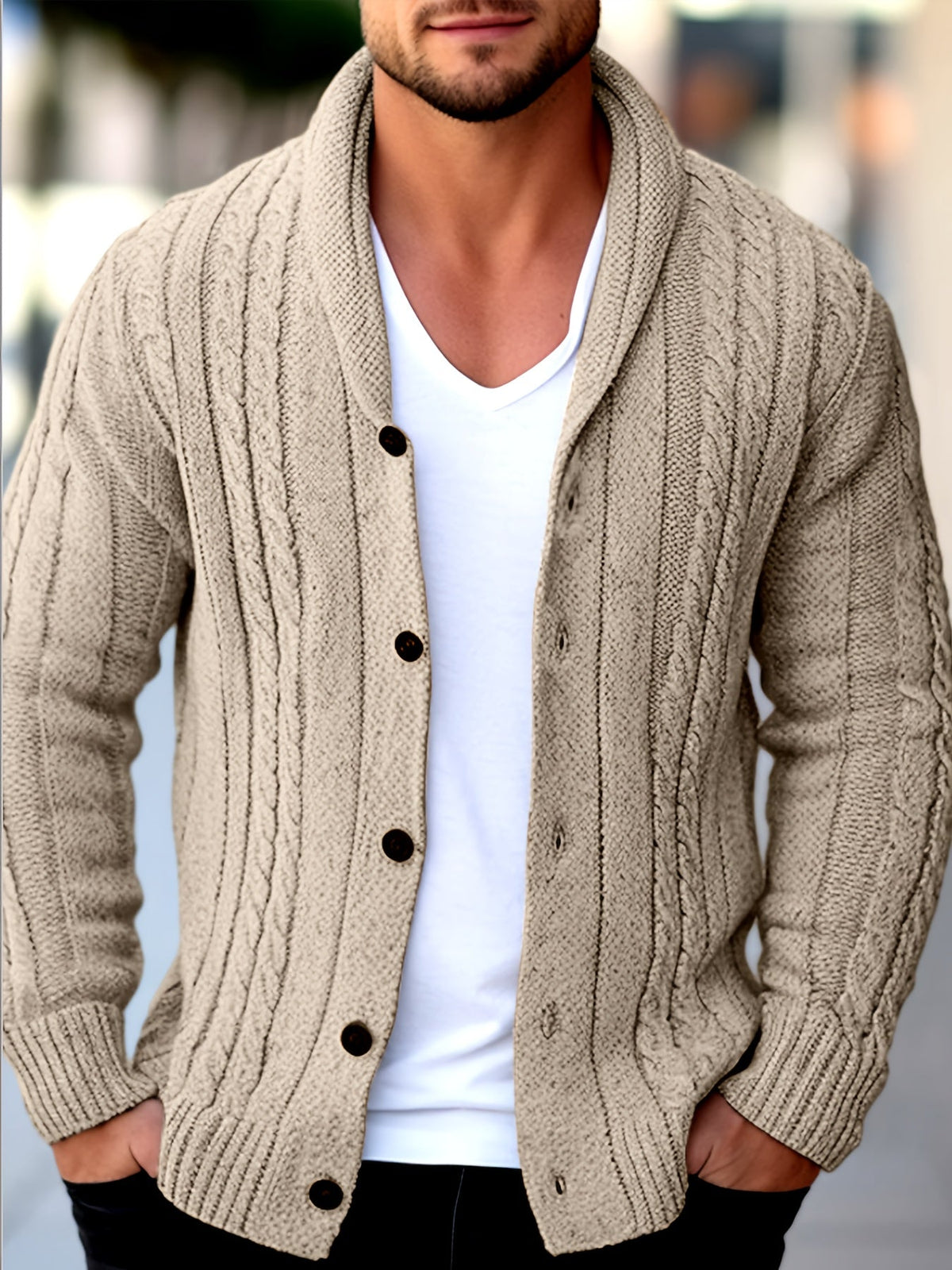 Elevated enduring fluid cardigan - Apricot