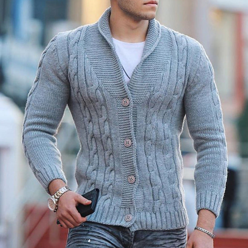 Men's Open-Front Knit Cardigan – Gray
