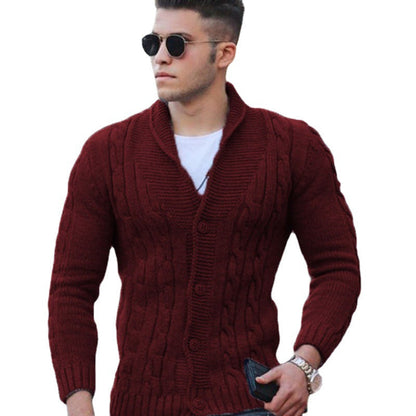 Men's Open-Front Knit Cardigan – Burgundy