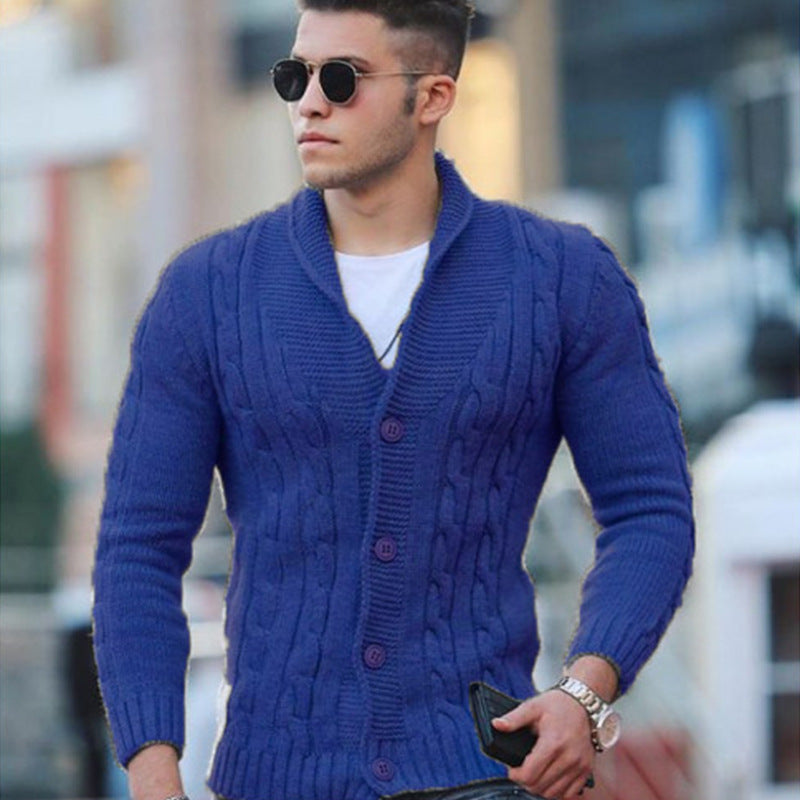 Men's Open-Front Knit Cardigan – Blue