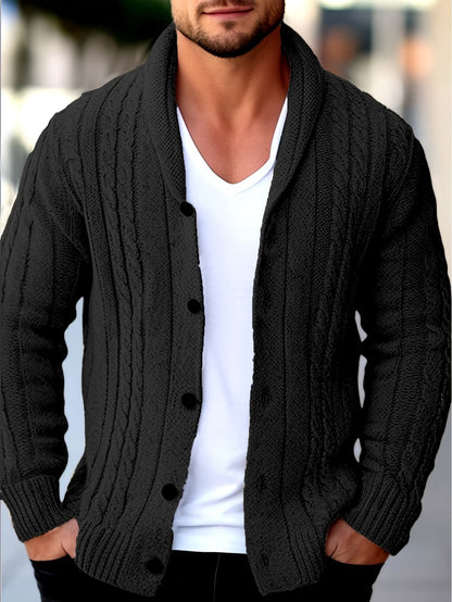 Men's Open-Front Knit Cardigan – Black