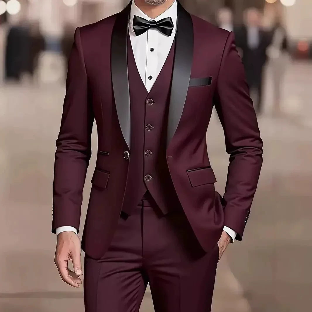 Poised chic contemporary suit - Dark Red