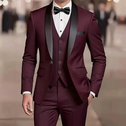 Poised chic contemporary suit - Dark Red
