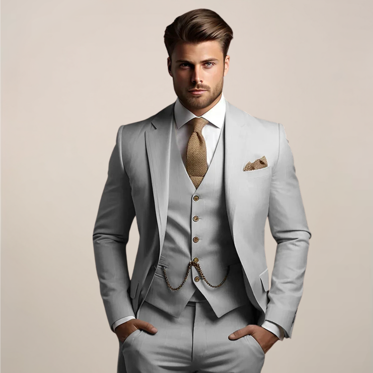Ribbed slim-fit suit - Gray