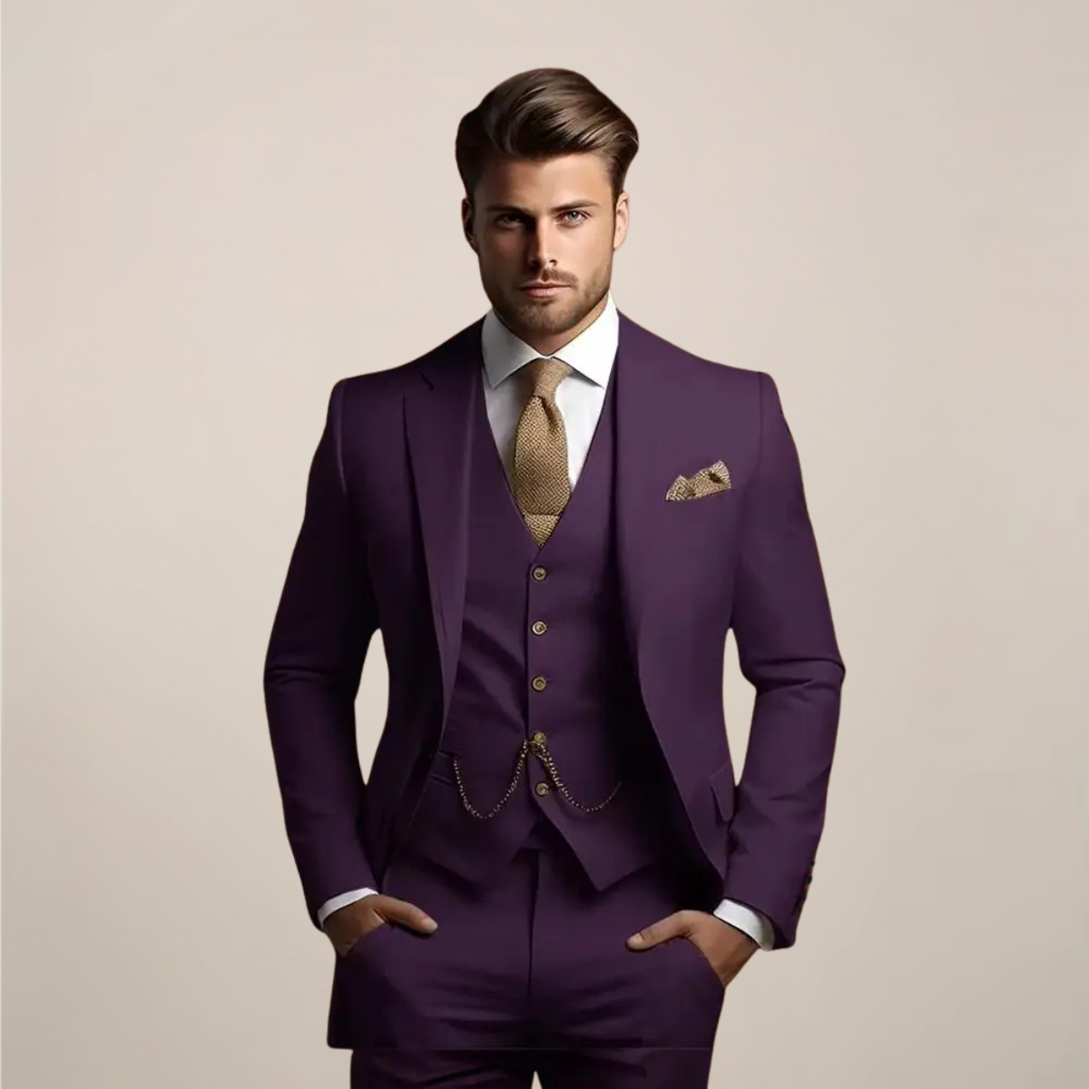 Ribbed slim-fit suit - Dark Purple
