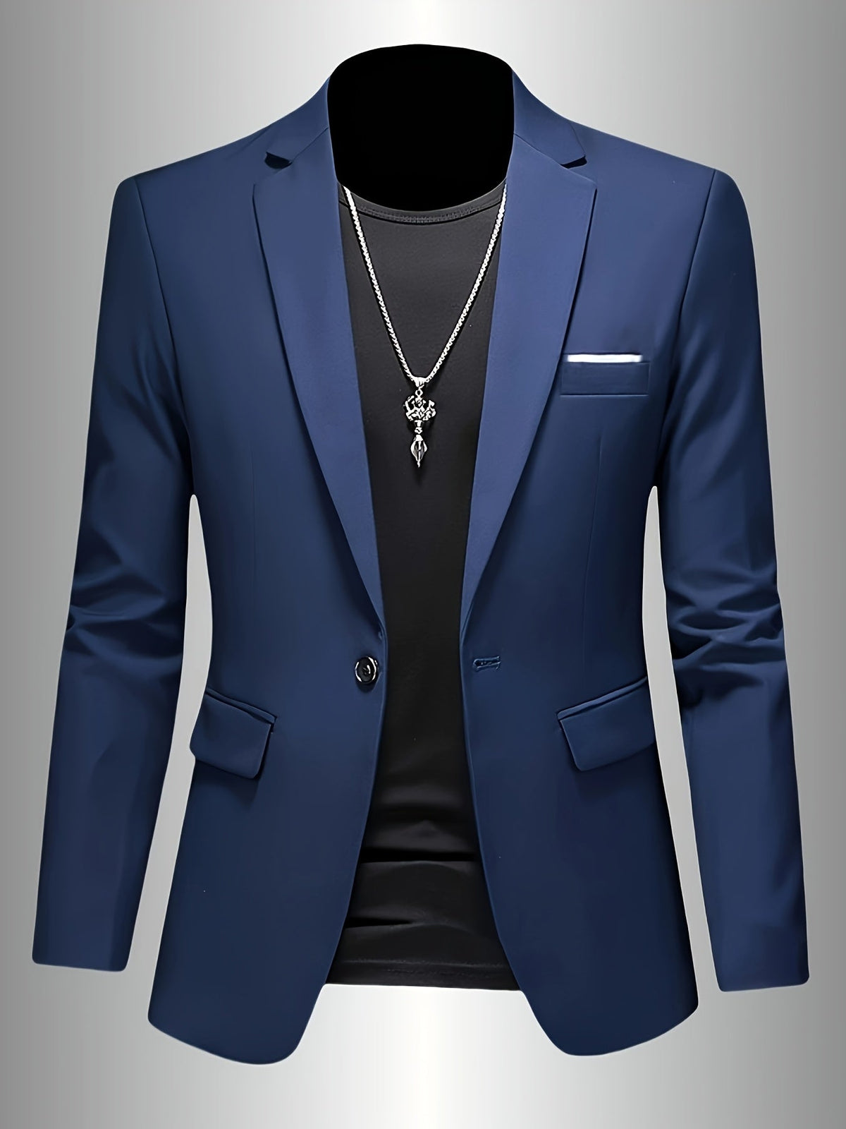 Slim-fit draped sleek suit - Navy Blue