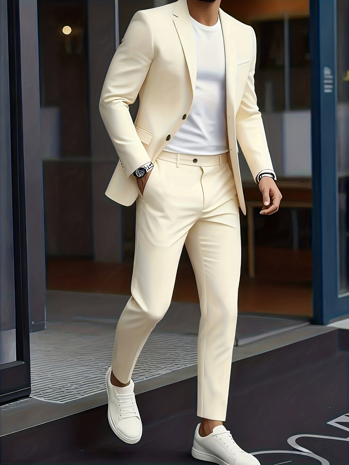 Tailored refined relaxed suit - Beige