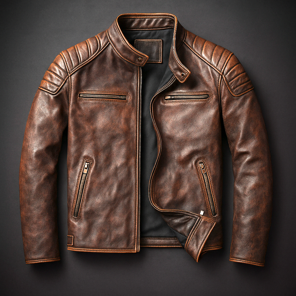 Men's Sleek Zip-Up Coat – Brown