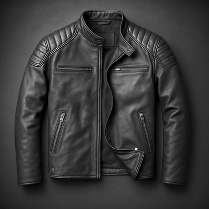 Men's Sleek Zip-Up Coat – Black