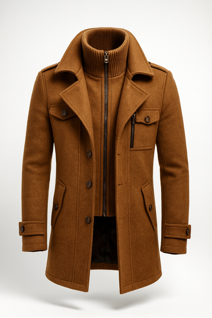 Longline fit-and-flare coat - Brown