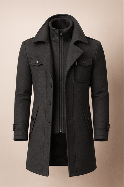 Longline fit-and-flare coat - Gray