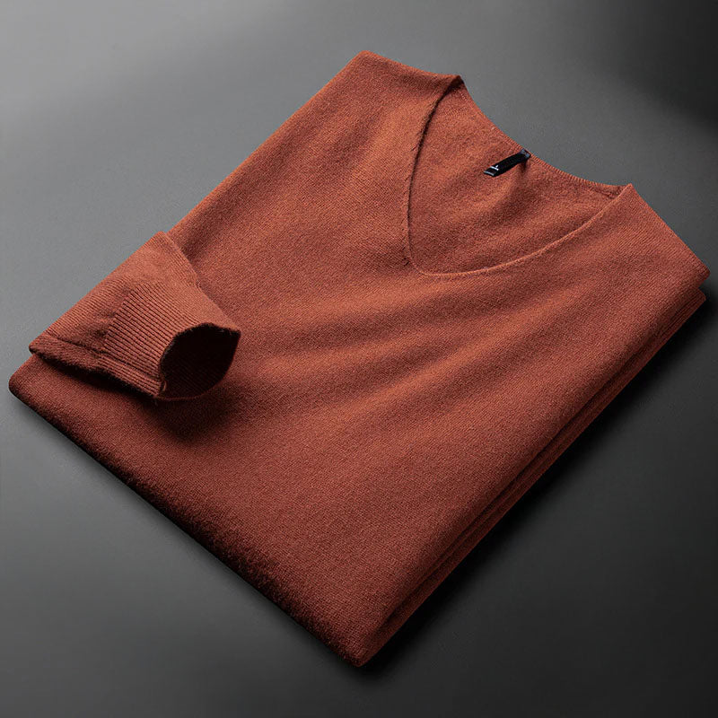 Men's Oversized V-Neck Cardigan – Red Orange