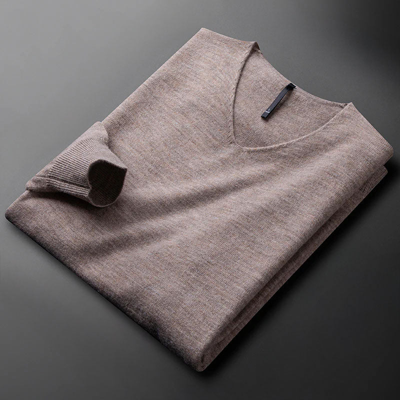 Men's Oversized V-Neck Cardigan – Beige