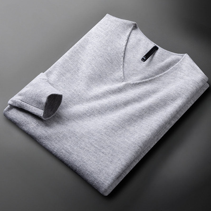Men's Oversized V-Neck Cardigan – Light Gray
