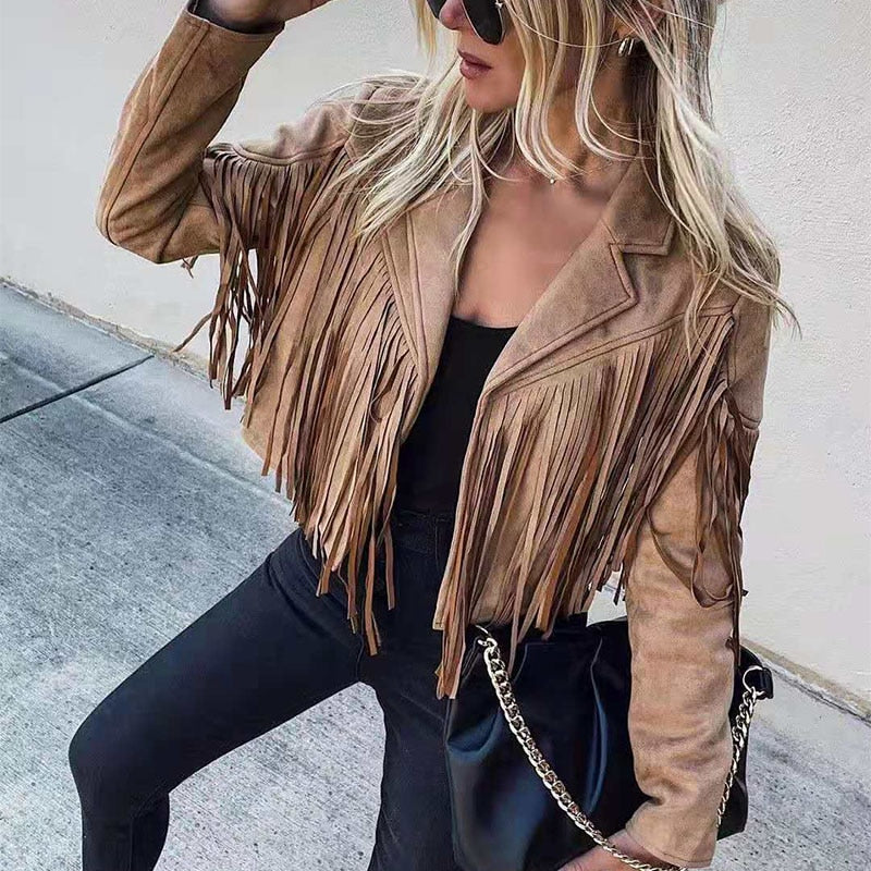 Women's Fringed Jacket – Chestnut Brown