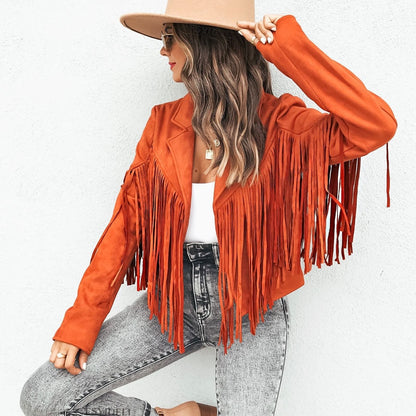 Women's Fringed Jacket – Orange