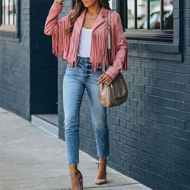 Women's Fringed Jacket – Pink